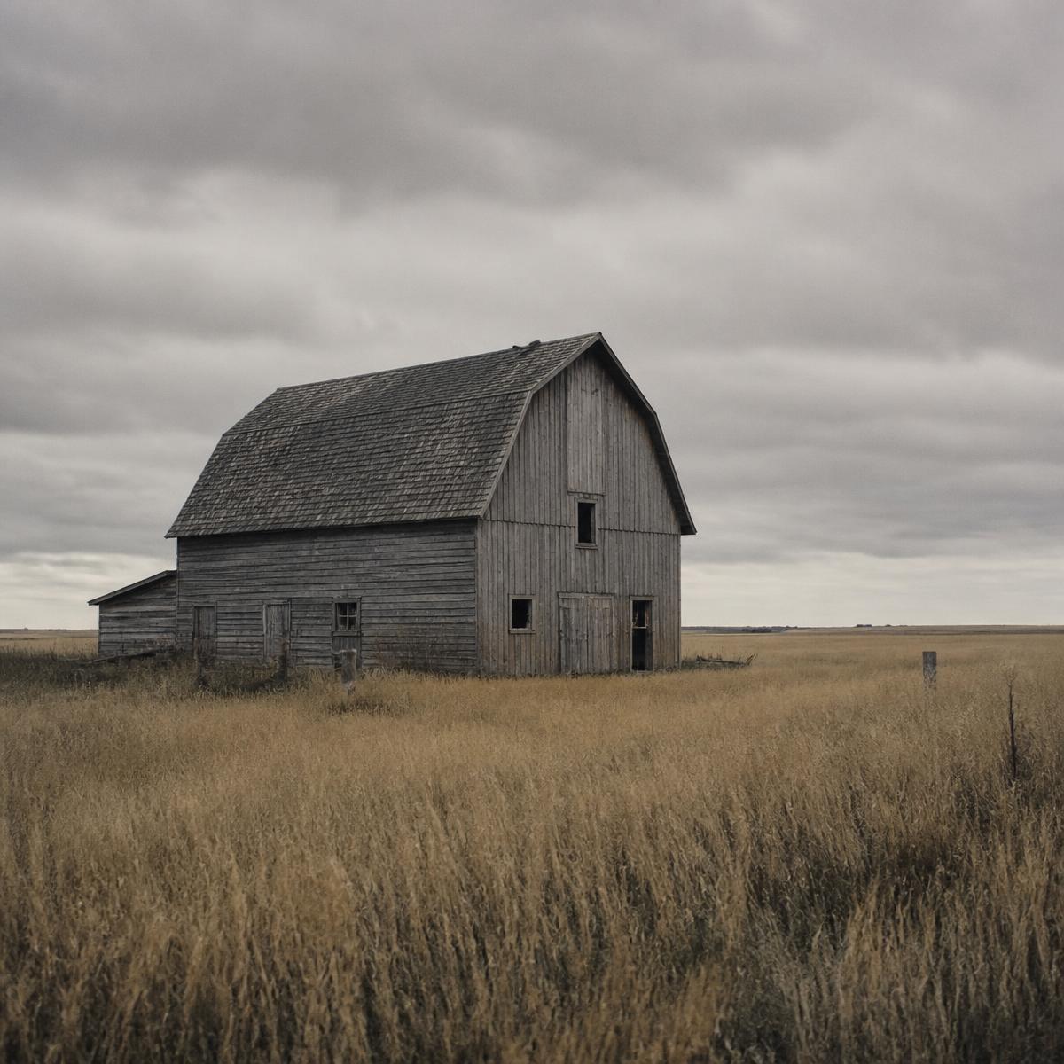 Barn in a prairie field