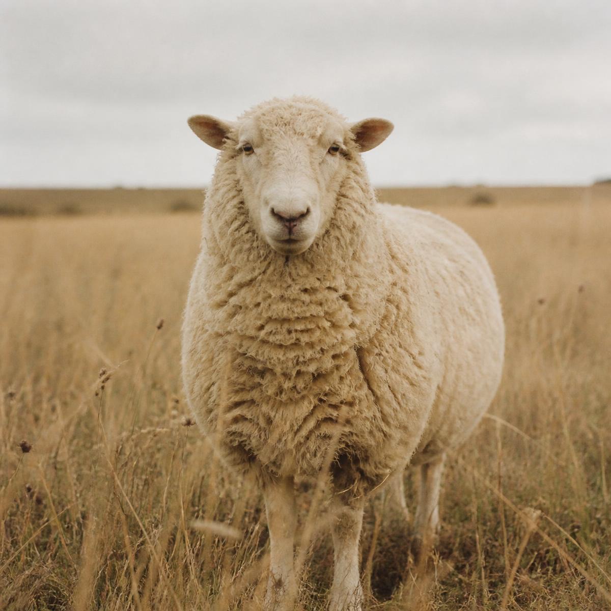 A sheep in prairie grasses